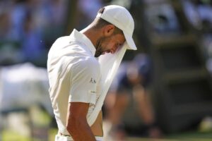 Djokovic si asciuga il sudore