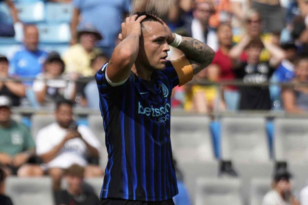 Lautaro Martinez dell'Inter, incredulo